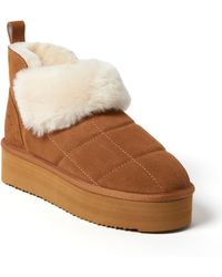 Dearfoams - Fireside By Bayswater Genuine Shearling Quilted Platform Bootie - Lyst
