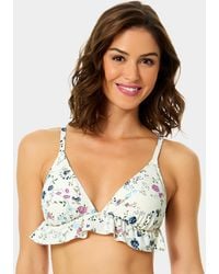 Cece - Triangle Ruffle Over The Shoulder Bikini Top - Lyst