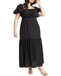 Eloquii - Plus Size Puff Sleeve Tiered Dress - Lyst