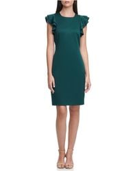 Tommy Hilfiger - Flutter Sleeve Sheath Dress In Cypress At Nordstrom Rack - Lyst