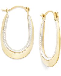 Macy's - Two-tone Oval Hoop Earrings - Lyst