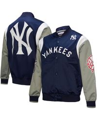 Mitchell & Ness - Navy/gray New York Yankees Cooperstown Collection Team Origins Satin Full-snap Jacket - Lyst