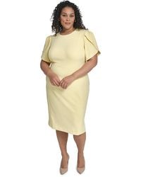 Calvin Klein Plus Size Cable Knit Sweater Dress in Natural | Lyst