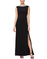 Alex Evenings - Embellished-neck Side-slit Gown - Lyst