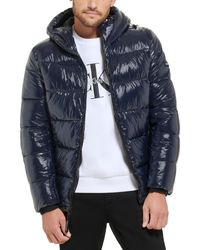Calvin Klein - High Shine Hooded Puffer Jacket - Lyst
