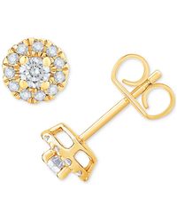 Macy's - Diamond Round Halo Stud Earrings In 14k White Gold (1 Ct. T.w.) - Lyst