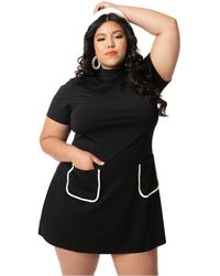 Smak Parlour - Plus Size Mock Neck Short Sleeve Wave Maker Shift Dress - Lyst