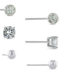Giani Bernini - 3-pc. Set Cubic Zirconia, Crystal, & Polished Stud Earrings In Sterling Silver, Created For Macy's - Lyst