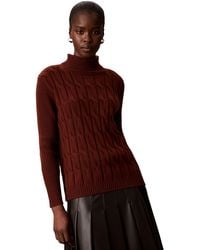 Calvin Klein - Lux Cable Knit Wool-blend Turtleneck - Lyst