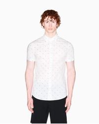 ARMANI EXCHANGE - | Short Sleeve Poplin Llover Logo Print Button Down Shirt - Lyst