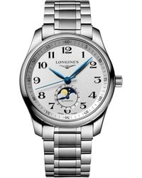 Longines - Swiss Automatic Master Moonphase Stainless Steel Bracelet Watch 40mm - Lyst