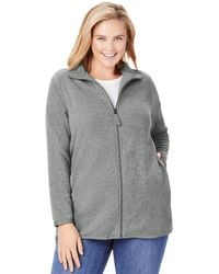 Woman Within - Plus Size Zip-front Microfleece Jacket - Lyst