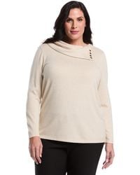 Rafaella - Plus Size Split Collar Long Sleeve Top - Lyst