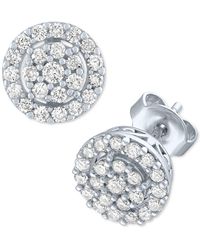 Forever Grown Diamonds - Lab-created Diamond Halo Cluster Stud Earrings (1/2 Ct. T.w. - Lyst