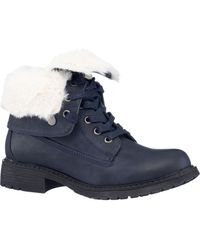 Gc Shoes - Trudie Faux Fur Collar Lace Up Combat Booties - Lyst