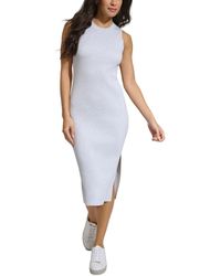Calvin Klein - Slit Hem Sleeveless Ribbed Midi Dress - Lyst