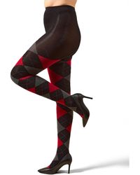 Memoi - Textured Argyle Patterned Sweater Tights - Lyst