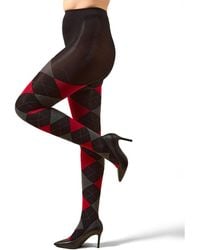 Memoi - Textured Argyle Patterned Sweater Tights - Lyst