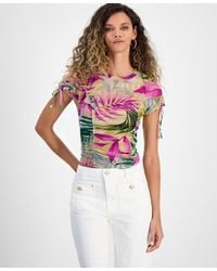 Guess - Short-sleeve Amaya Shirred Top - Lyst