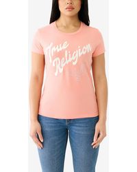 True Religion - Shorts Sleeve Vintage-like Foil Crewneck T-shirt - Lyst
