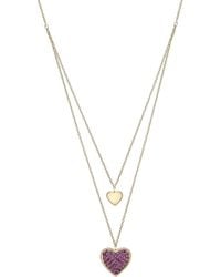 Macy's - Lab-grown Two Heart 17" Layered Pendant Necklace (7/8 Ct. T.w. - Lyst