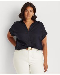 Ralph Lauren - Plus Size Linen Dolman Sleeve Top - Lyst