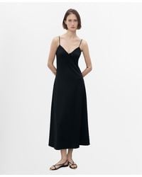 Mango - Bow Neckline Long Dress - Lyst