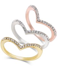 INC International Concepts - 3-pc Set Crystal Chevron Stackable Rings - Lyst