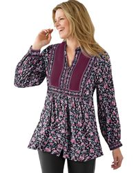 Woman Within - Plus Size Within Button-front Mixed Print Tunic - Lyst