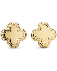 DEVATA - Contour-lined Clover Stud Earrings - Lyst