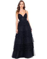 Betsy & Adam - V-neck Sleeveless Tiered Ruffle Mesh Gown - Lyst