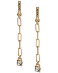Karl Lagerfeld - Gold-tone Chain Link & Crystal Linear Drop Earrings - Lyst