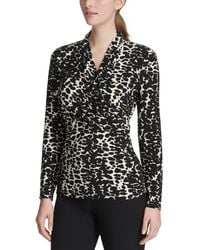 DKNY - Petites Surplice Animal Print Blouse - Lyst