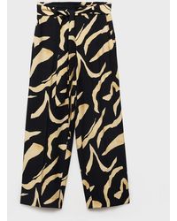 Mango - Belted Printed Straight Trousers Pants - Lyst