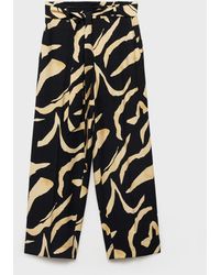 Mango - Belted Printed Straight Trousers Pants - Lyst