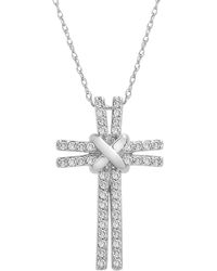 Macy's - Diamond Cross 18" Pendant Necklace (1/4 Ct. T.w. - Lyst
