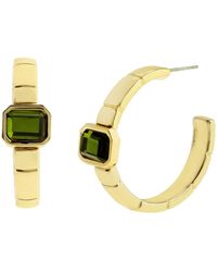 Steve Madden - Olivine Gem Watch Chain Hoop Earrings - Lyst