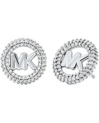 Michael Kors - Tone Small Pave Logo Stud Earrings - Lyst