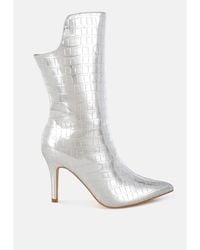 LONDON RAG - Kultrus Croco Stiletto Heel Mid-calf Boots - Lyst