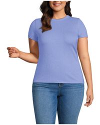 Lands' End - Plus Size Drapey Rib Fitted Short Sleeve Mini T-shirt - Lyst