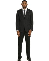 Stacy Adams - Big & Tall Tone On Tone 3-piece Jacket With Solid Vest And Pants Suit Peak Lapel - Lyst