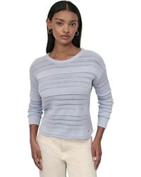 DKNY - Petite Crewneck Open-stitch Cotton Sweater - Lyst