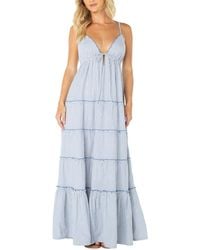 Roxy - Starlight Tiered Plunge V-neck Maxi Dress - Lyst