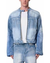 MNML - Panelled Moto Denim Jacket - Lyst