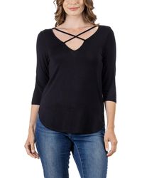 24seven Comfort Apparel - Criss Cross Round Hemline Tunic Top - Lyst