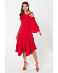 Coast - One Shoulder Ruffle Crepe Midi Dress - Lyst