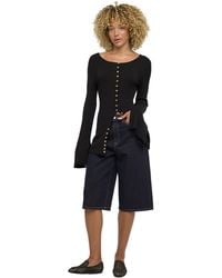 Blank NYC - Ribbed-knit Bell-sleeve Button-up Top - Lyst