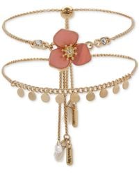 Lonna & Lilly Gold-tone 2-pc. Set Disc & Flower Charm Slider Bracelets - Pink