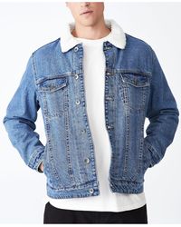 Cotton On Borg Denim Jacket - Blue