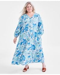 Style & Co. - Plus Size Floral-print Tiered Blouson-sleeve Dress - Lyst